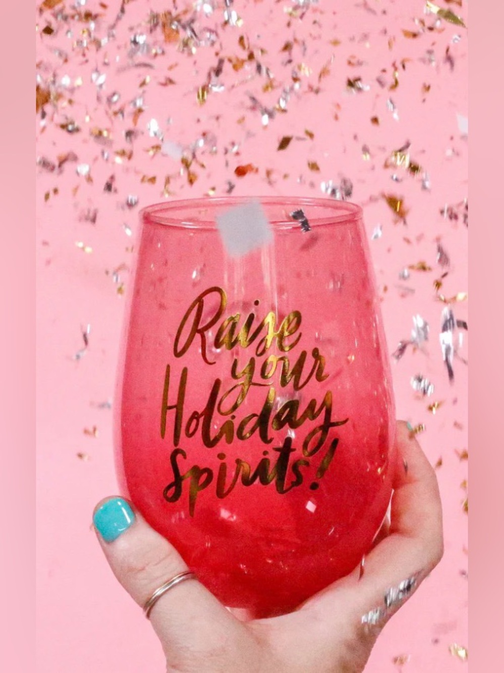 Slant Collection New Raise Your Holiday Spirits Stemless Wine Glass 20 Oz.